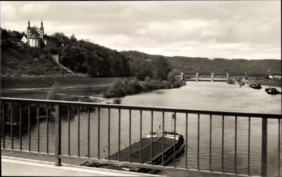 Postcard Triefenstein in Lower Franconia, castle, Mainpartie, bridge