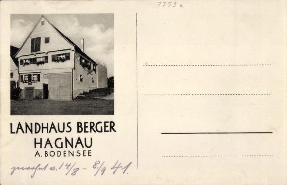 Ak Hagnau am Bodensee, Landhaus Berger