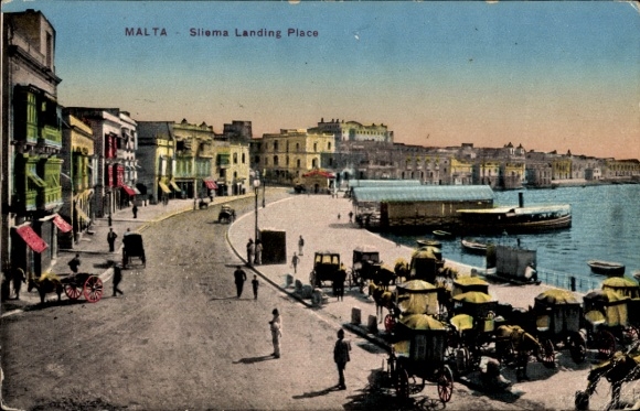 Postcard Sliema Malta, landing place, promenade