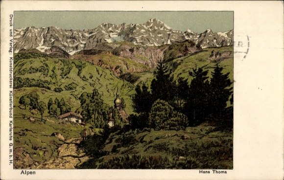 Artist Chromo-Litho Thoma, Hans, Alps, mountain landscape