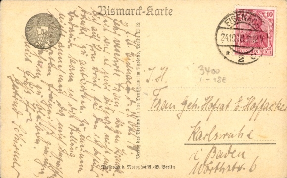 Postcard Karlsruhe in Baden, Bismarck as a Göttingen student