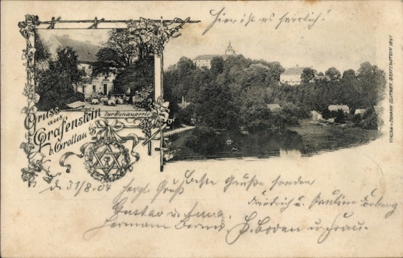 Litho Grabštejn bei Chotyně Bad Ketten Region Reichenberg, Hrad Grabštejn, Schloss Grafenstein