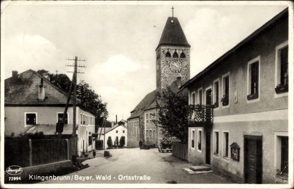 Postcard Klingenbrunn Spiegelau in the Bavarian Forest of Lower Bavaria, view of Oststrasse