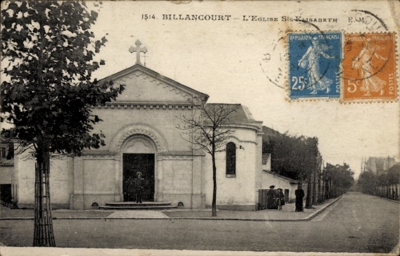Postcard Boulogne Billancourt Hauts de Seine, Church of Sainte Elisabeth