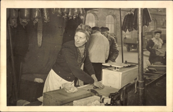 Photo Postcard Market, sausage sale
