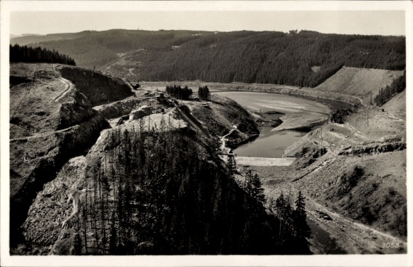 Postcard Saalburg in Thuringia, Bleiberge Mountains, Saale Dam