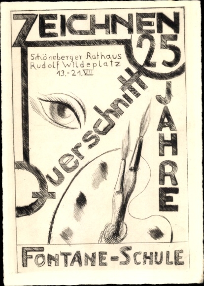 Künstler Ak Berlin Schöneberg, Fontane-Schule, Ausstellung Querschnitt Zeichnen 25 Jahre