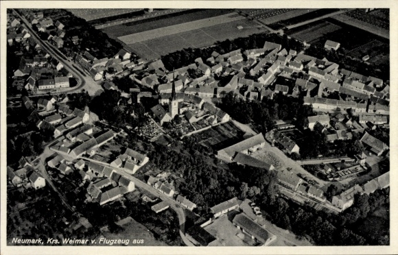 Postcard Neumark near Weimar Thuringia, aerial photograph