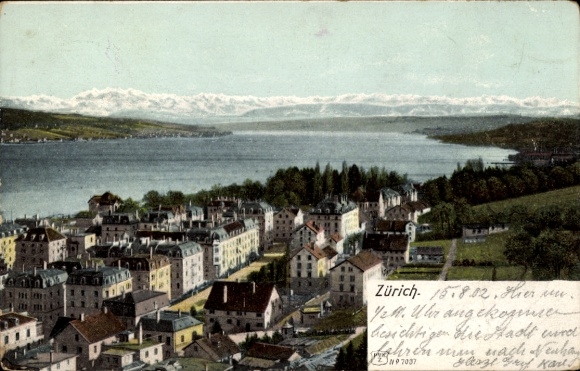 KP Zurich City Szwajcaria, widok miasta z lotu ptaka