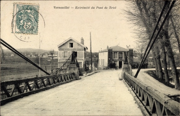 Postcard Vernouillet Yvelines, bridge, building, rural surroundings, view