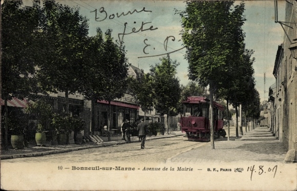 CPA Bonneuil-sur-Marne Val de Marne, Avenue de la Mairie, tram