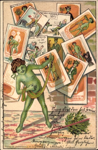 Litho Ich habe meine Schuldigkeit getan, behaltet mich in guten Andenken, Der moderne Struwelpeter°