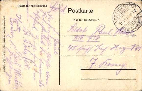 Postcard Langenchursdorf Callenberg in Saxony, Gasthaus Wolfs-Schlucht, Inn, Owner Bruno Wolf, L...