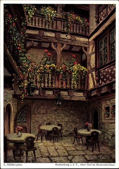 Artist PC Mößler, L., Rothenburg ob der Tauber Middle Franconia, Alter Hof im Baumeisterhaus