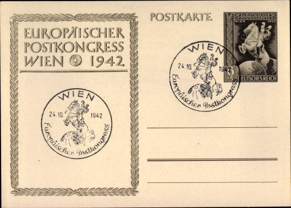 Ganzsachen Ak Wien, Europäischer Postkongress 1942