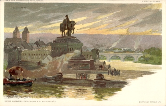 Artist Postcard Schmohl, Koblenz, Kaiser Wilhelm Monument
