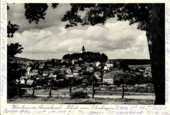 Postcard Warstein in Sauerland, general view, view from Oberhagen