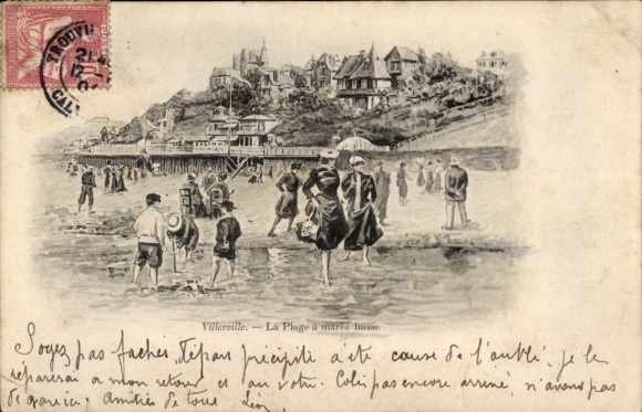 Postcard Villerville Calvados, La Plage a maree basse