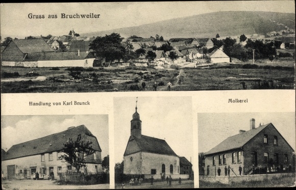 Postcard Bruchweiler Rhineland-Palatinate, action Karl Brunck, dairy, church