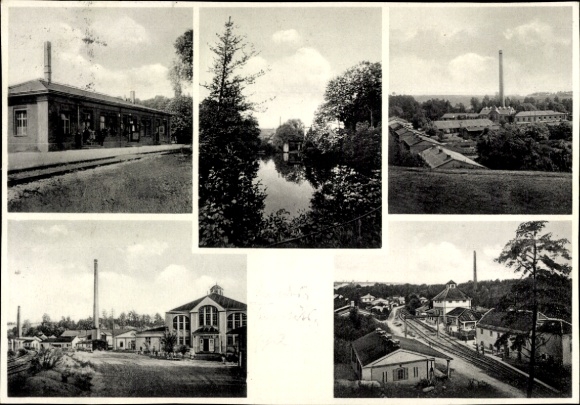 Ak Singwitz Obergurig Sachsen, Industriegelände, Gebäude, Fluss, Industrie, Landschaft