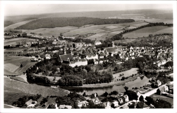 Postcard Donauwörth in Swabia Bavaria, aerial photograph
