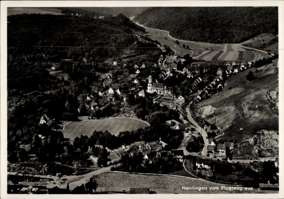 Ak Herrlingen Blaustein in Württemberg, Fliegeraufnahme