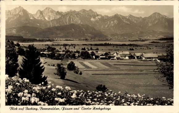 Ak Füssen im Allgäu, Buching, Bannwaldsee, Tiroler Hochgebirge