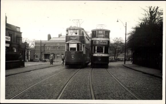 Photo Leeds Yorkshire England, tram 2099, Meanwood, 1950