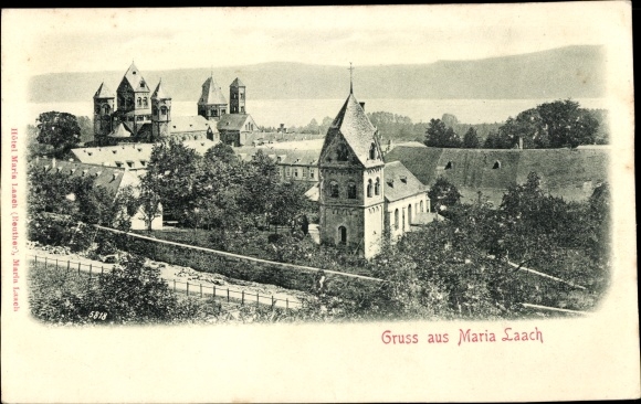 Relief Postcard Glees in the Eifel, Kloster Maria Laach am Laacher See