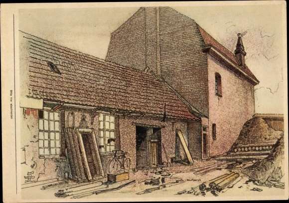 Sammelbild Zeichnung von Adolf Hitler, Unterstand in Fournes, I. WK, Sammelwerk Nr. 15 Bild 104