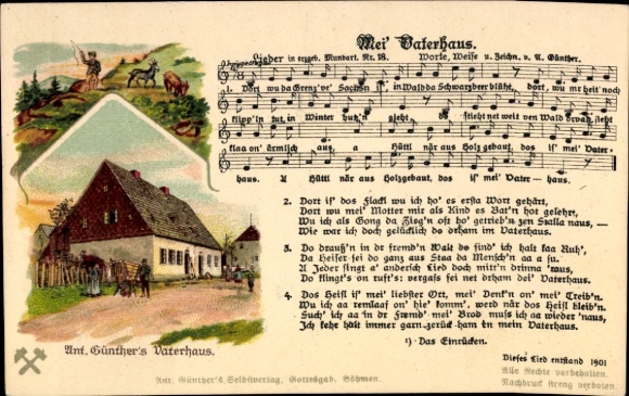 Artist Song Postcard Günther, Anton, Gottesgab, My Father's House, Dialect No. 18