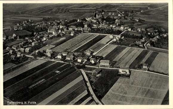 Postcard Petersberg in Hesse, aerial photograph