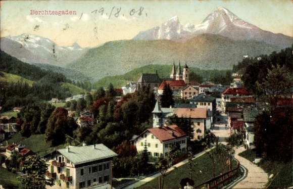 Ak Berchtesgaden in Oberbayern, Berglandschaft, Stadtansicht,   