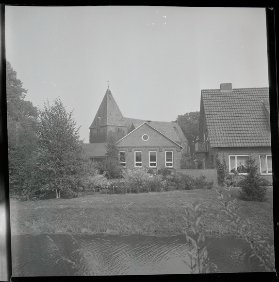 6 Zelluloid Negative Bardewisch Lemwerder in Oldenburg, Kirche, Brücke, Geschäft