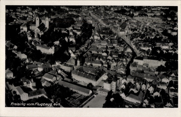 Postcard Freising in Upper Bavaria, aerial photograph