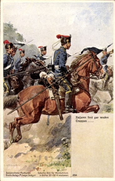 Song Artist Postcard Hussars are very alert troops, riders, German soldiers in uniforms