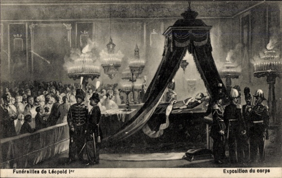 CPA Funerailles de Leopold I, Exposition du corps
