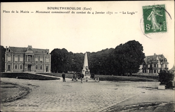 Postcard Bourgtheroulde Eure, Church Square