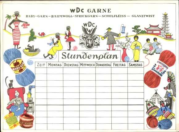 Timetable Struck &amp; Co. WDC yarn knitting yarn laundry - Africans, Asians around 1960