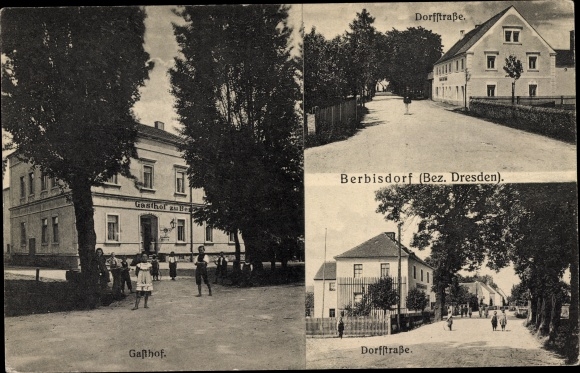 Postcard Berbisdorf Radeburg in Saxony, inn, village street