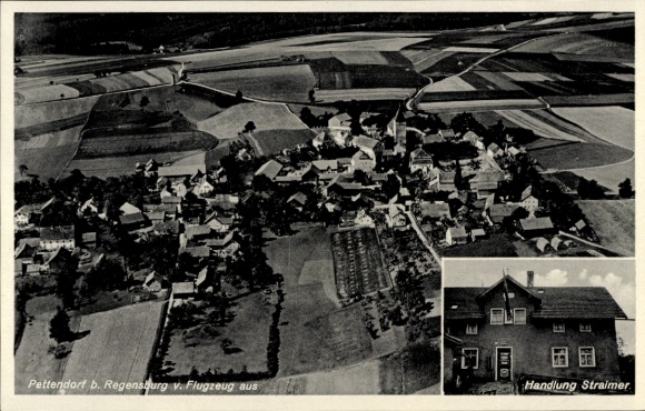 Postcard Pettendorf in the Upper Palatinate, aerial photograph, Straimer estate