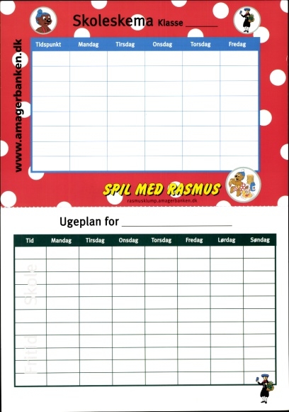 Timetable Amagerbanken Denmark, game with Petzi (Rasmus) around 1980