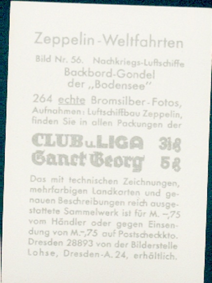 Collective picture Zeppelin world trips No. 56 post-war airships, port gondola of the &quot;Bodensee&quot;