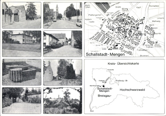 Maps Postcard Schallstadt im Schwarzwald Baden, city map, street, district overview map
