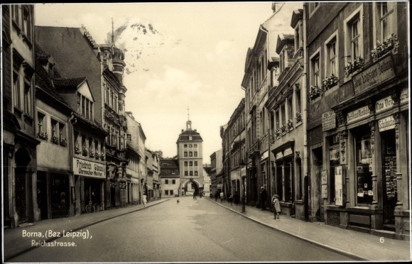 Ak Borna im Kreis Leipzig, Reichsstraße, Uhrmacher