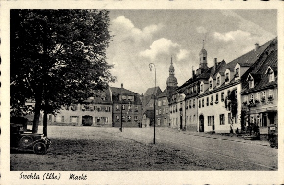 Postcard Strehla on the Elbe Saxony, market
