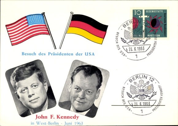 Ak Deutschlandbesuch 1963, John F. Kennedy, 35. Präsident der Vereinigten Staaten, Willy Brandt