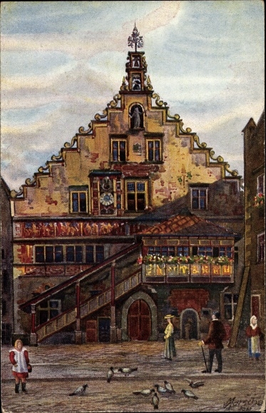 Artist PC Marschall, V., Lindau Lake Constance, view of the town hall
