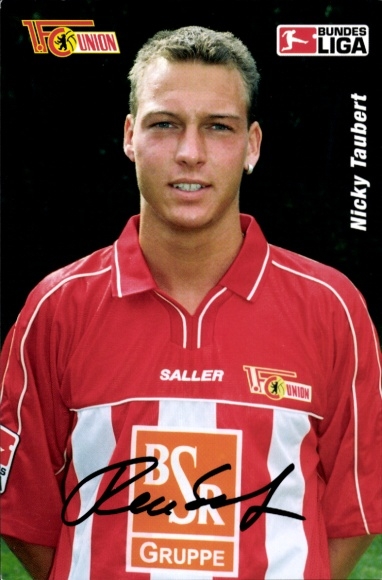 Handtekeningkaart Nicky Tauber, 1. FC Union, BSR, saller, handtekening