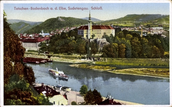 Ak Podmokly Bodenbach Děčín Tetschen an der Elbe Region Aussig, Schlossblick